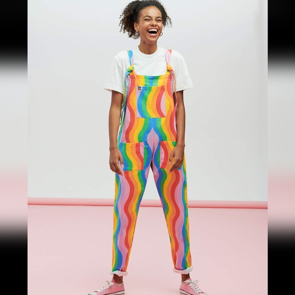 Lucy and Yak rainbow overalls